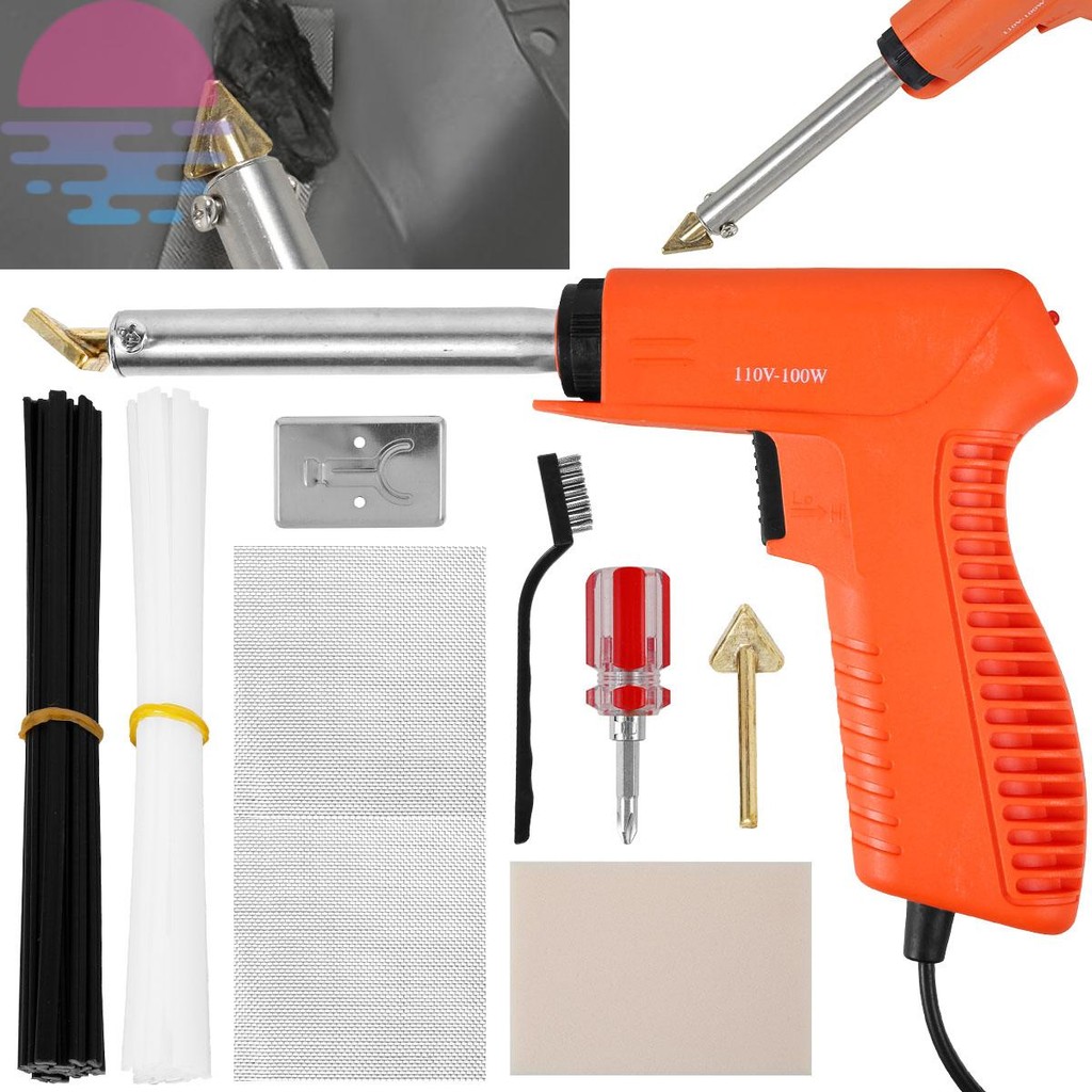 Kit De Soldagem De Plástico 100W Pequeno Ferro De Solda Aquecimento Rápido Reparação Pára-Choques Do Carro Conjunto De F