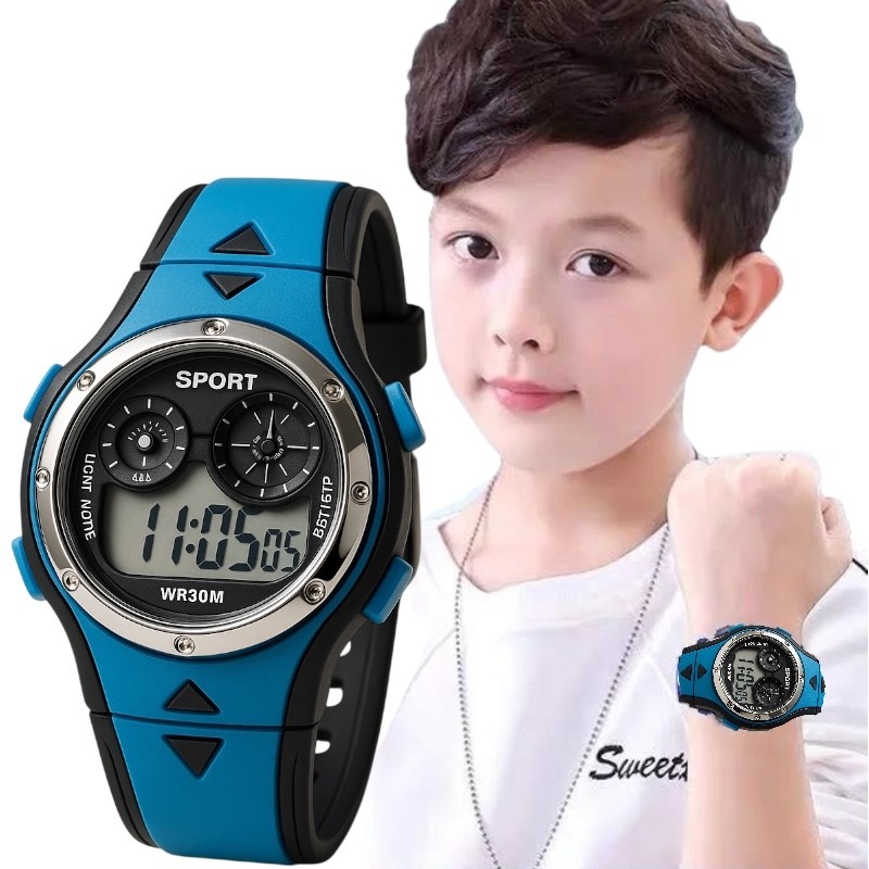 Relógio digital infantil masculino e feminino esportivo com luz LED em Oferta na Shopee