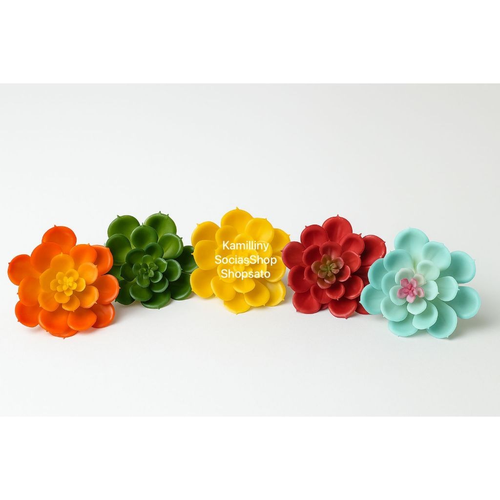 Suculenta Grande Avulsa Echeveria Multicolorida Decoração Artificial Arranjinhos Decorativos