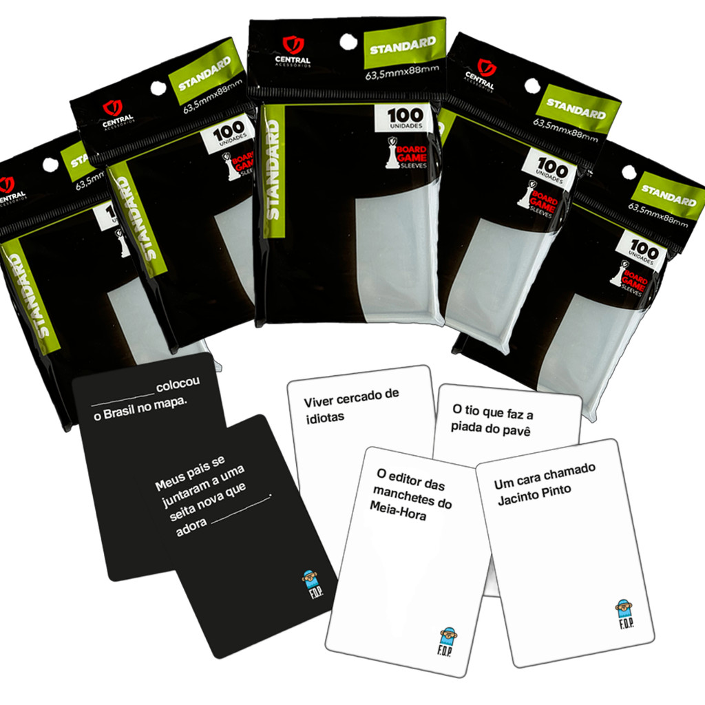 Protetor de Cartas 500 Sleeves 63,5x88mm Standard para o Jogo F.D.P Foi de Propósito Básico Buró