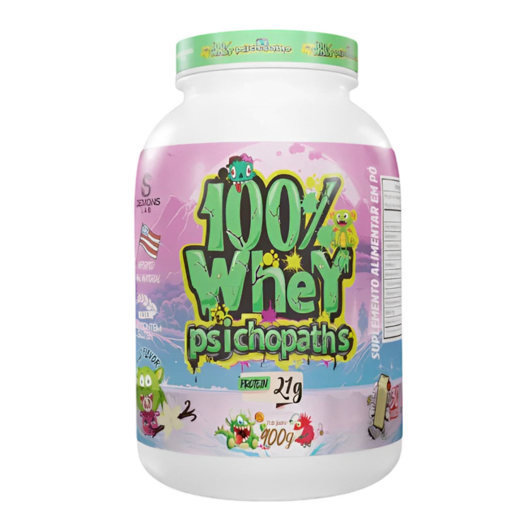Whey Protein 100% Psichopaths Sabor Vanilla 900g Pote Demons Lab