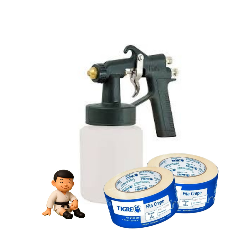 KIT VONDER PISTOLA  AR PPV90 CANECA PLASTICA+2 TIGRE FITA CREPE 48X50