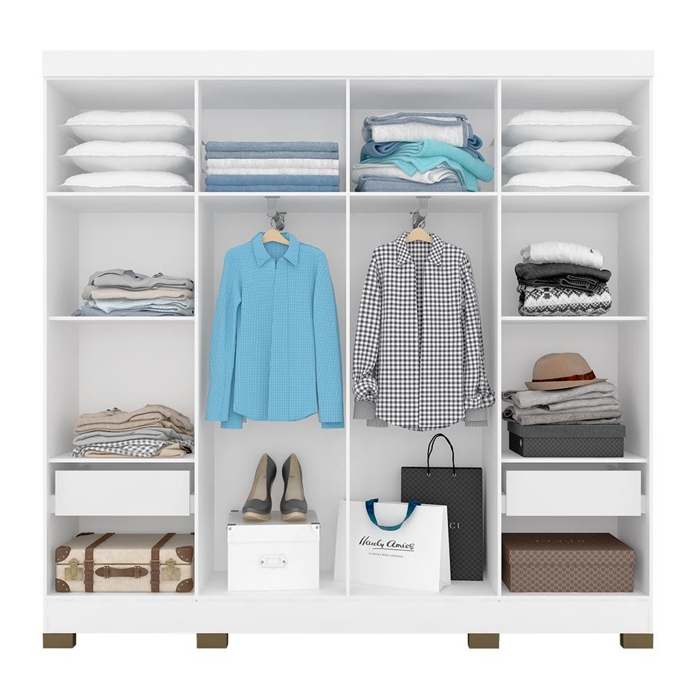 Detalhes do Guarda Roupa Casal 8 Portas 2 Gav Natasha Branco - Móveis Arapongas