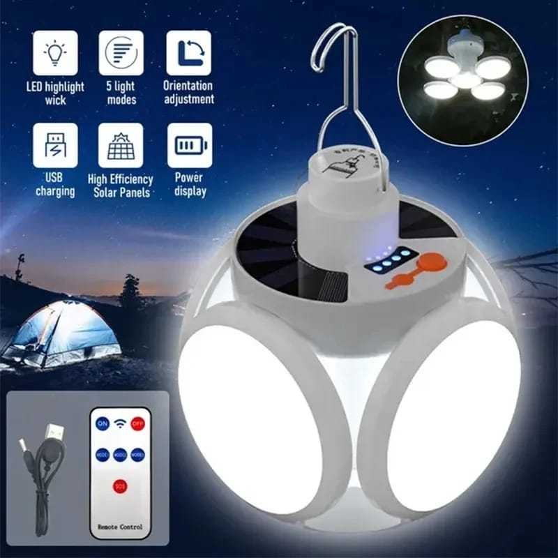 Luminária De Emergência Recarregável Camping Lâmpada Portátil Com Gancho De Suspensão Solar Pesca luz MT197 (9)