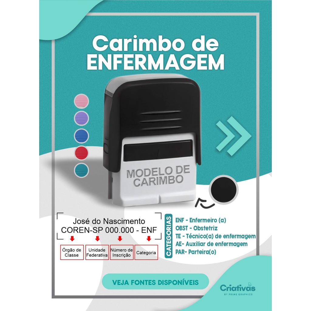Carimbo para Enfermagem  27 x 10mm