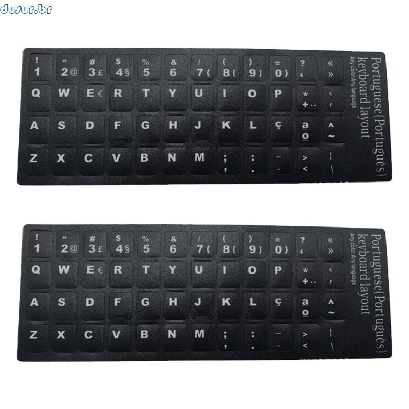 dusur9 2 Peças Adesivos Teclado Portugueses Letras Adesivo Substituição Branco