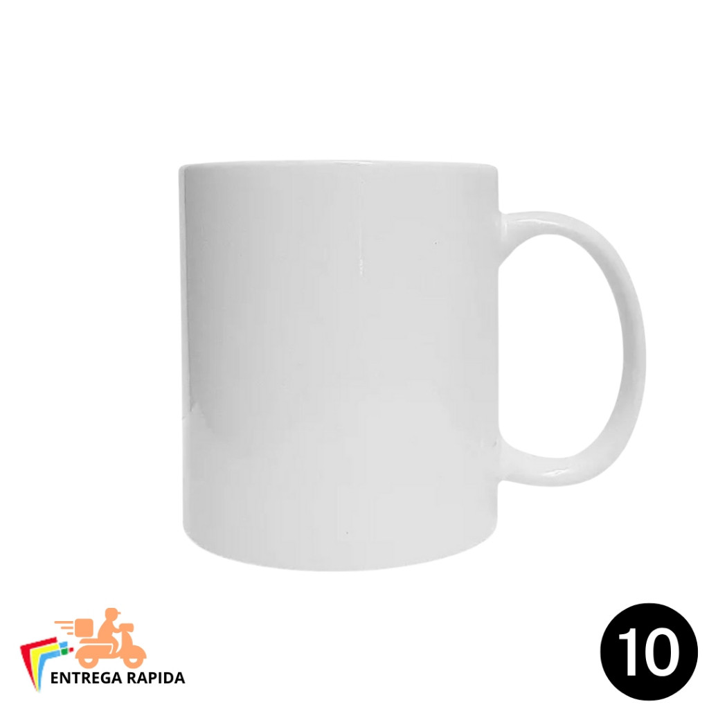 Canecas de porcelana branca 325ml - Para sublimação 10 unidades