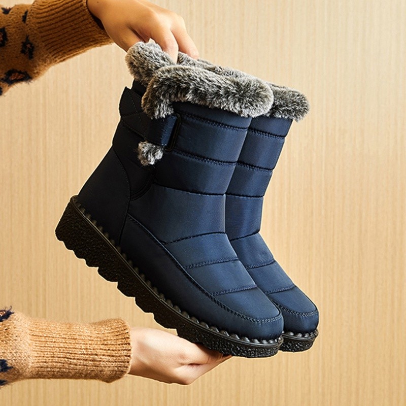 Botas De Inverno Impermeáveis Femininas 2025 Nova Plataforma Longa Pele De Neve Mulher Sapatos De Casais De Algodão Quen