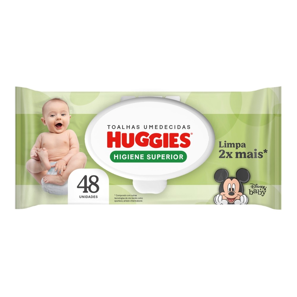 Lenços Huggies Higiene Superior Limpam 2x Mais 48 Un em Oferta na Shopee