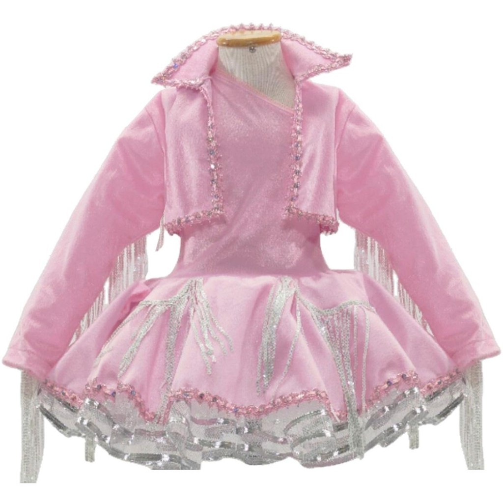 Roupa Boiadeira Ana Castela Adulta de Luxo Jaqueta Com Franja e Vestido Rosa P 36 - 38