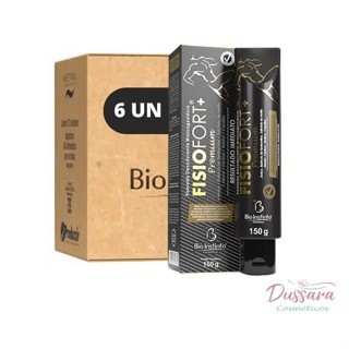 Kit c/ 6 Pomada Massageadora Fisiofort PREMIUM PRETA  Bio Instinto - 150g - Desconforto Musculares em Oferta na Shopee