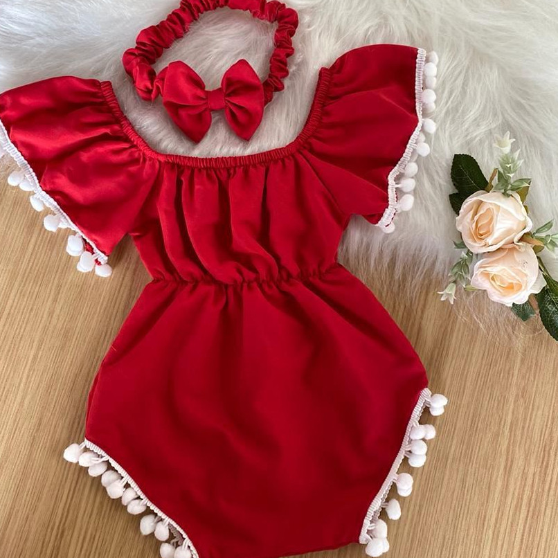 Body para bebê com manguinha e tiara! 6 meses a 1 ano