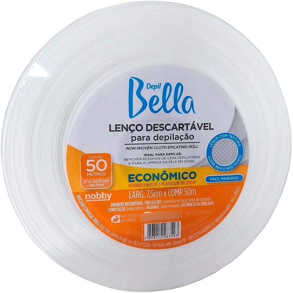 Depil Bella Lenço com Textura Descartável para Depilação Rolo com 50 Metros