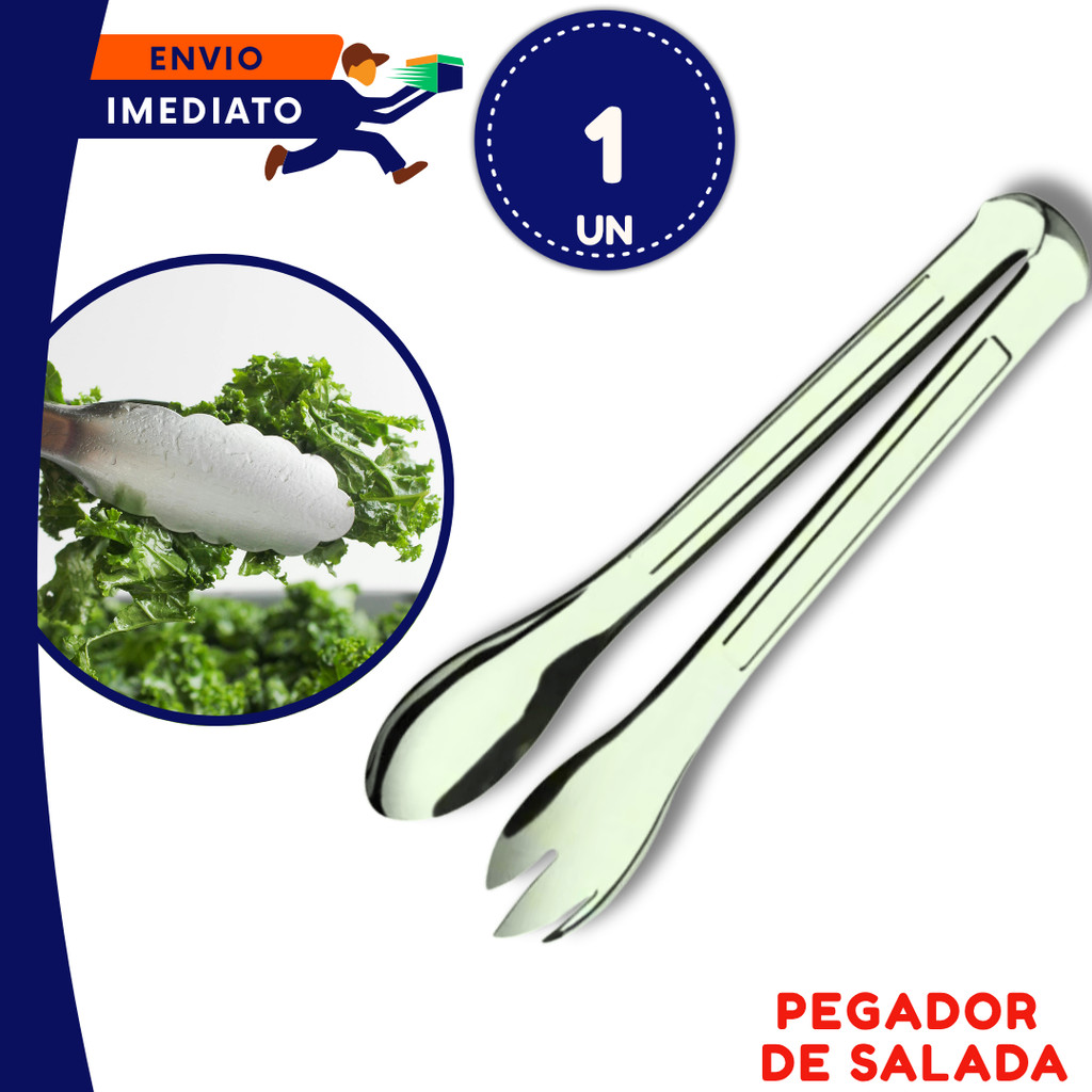 Jogo 3 Pegador de Salada Carne Massas Salada Doce Gelo Petisco Pinça Aço Inox Multiuso Cozinha Restaurante Confeitaria