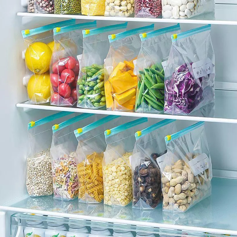 KIT COM 10/20PCS  Sacos Herméticos Para Armazenar Alimentos Reutilizável Congelador Zip Lo...