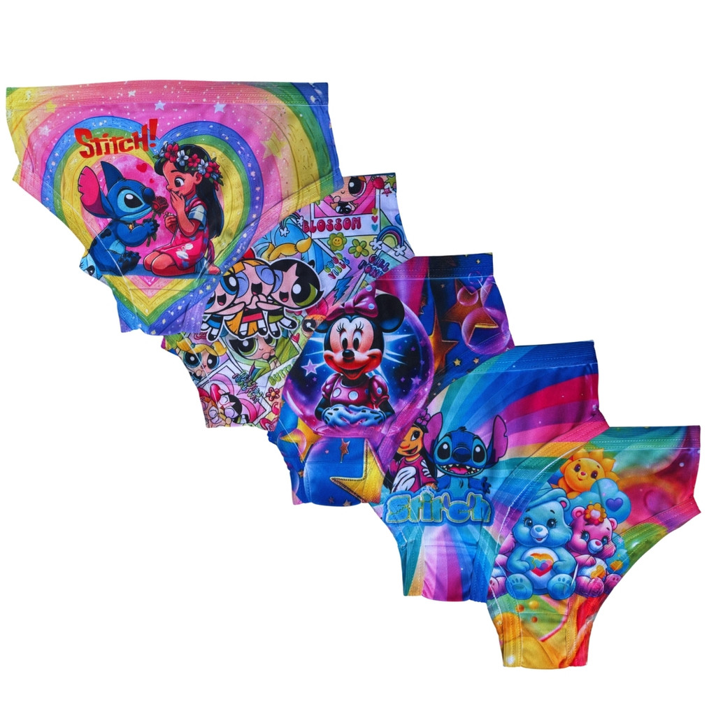 Kit 5 Calcinha Infantil Personagens Sublimada Menina Lilo e Stitch em Oferta na Shopee