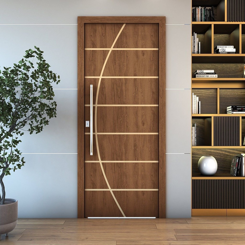 Folha de Porta de Madeira Frisada 210x70 Espessura 3,5cm Valuchi Imbuia em Oferta na Shopee