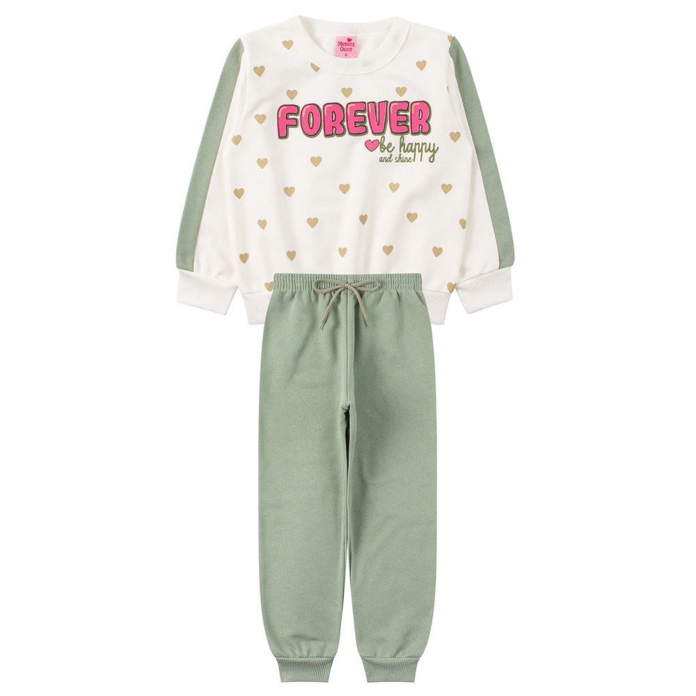 Conjunto Infantil Feminino Moletom Peluciado Forever - Menina Doce