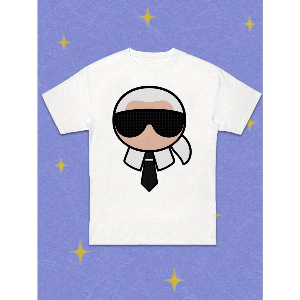 Óculos De Sol Pretos Camiseta Estampada Preta Rosto Rosa Jovem , Verão , De Manga Curta Com Gola Redonda , Top Casual ,