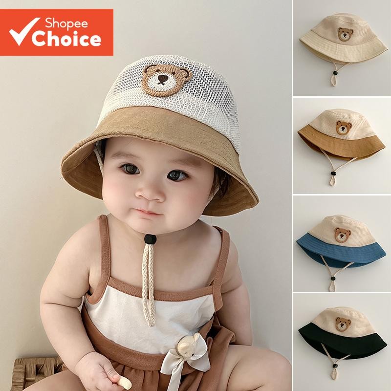 Chapéu De Pescador Infantil De Malha De Urso Pequeno Fofo Verão Protetor Solar Externo Men...