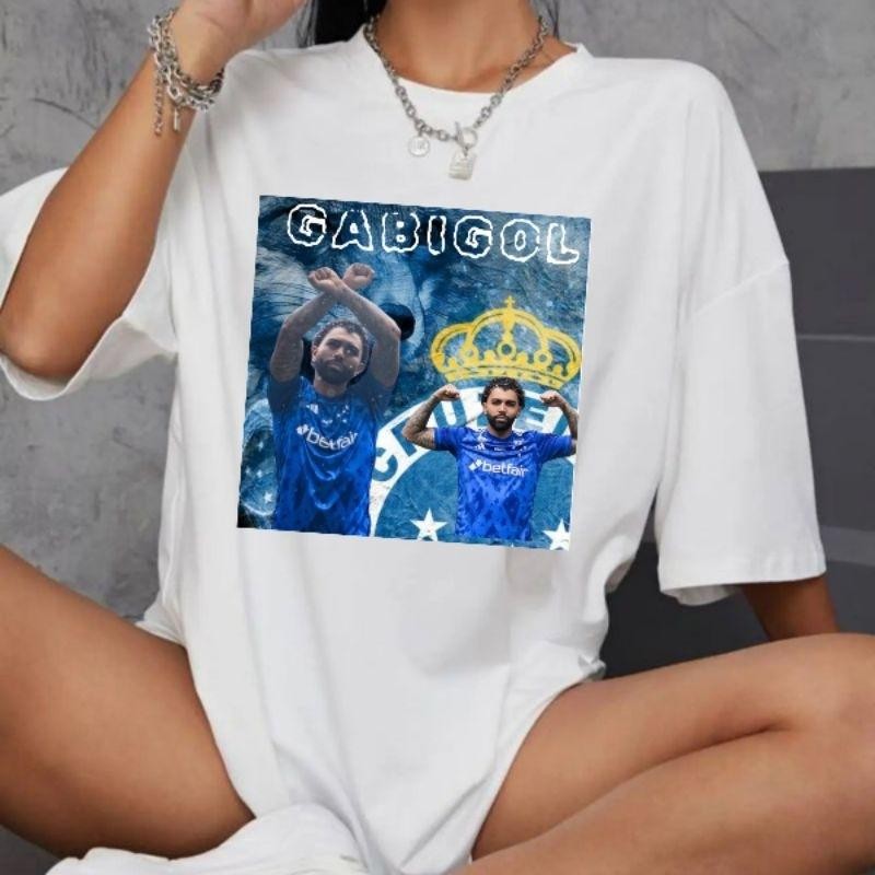 Camiseta 100% algodão Premium masculina e feminina com estampa em DTf do Gabigol no cruzeiro