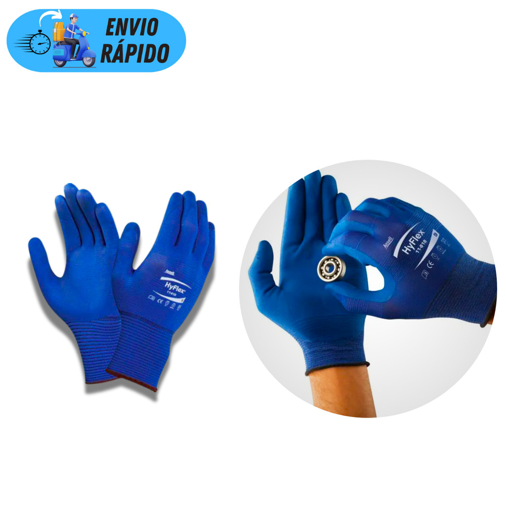 LUVA DE PROTEÇÃO PU ANTIDERRAPANTE ANSELL HYFLEX PARA TRABALHO SERVIÇO GERAIS