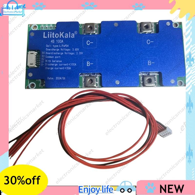 🌹Placa De Circuito De Proteção De Bateria De Fosfato De Ferro De Lítio 4S 12V 100A LiFePo4 Com Carregamento Balanceado