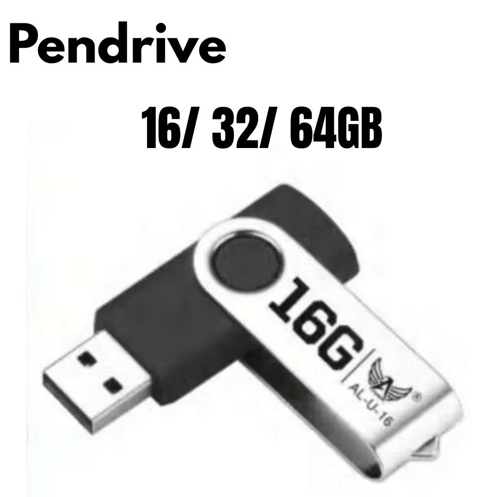 Pen Drive Metálico USB 2.0 com Capacidade de 16GB/32GB/64GB – Design Giratório, Compatível com PC e Notebook