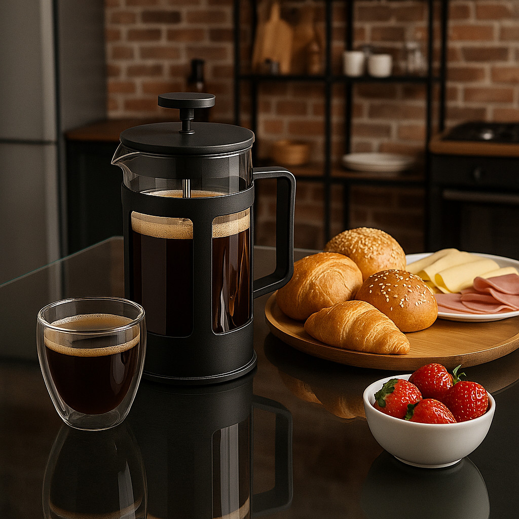 Cafeteira Prensa Francesa Cremeira 350ML Leite Café Cappuccino de Vidro e Plástico