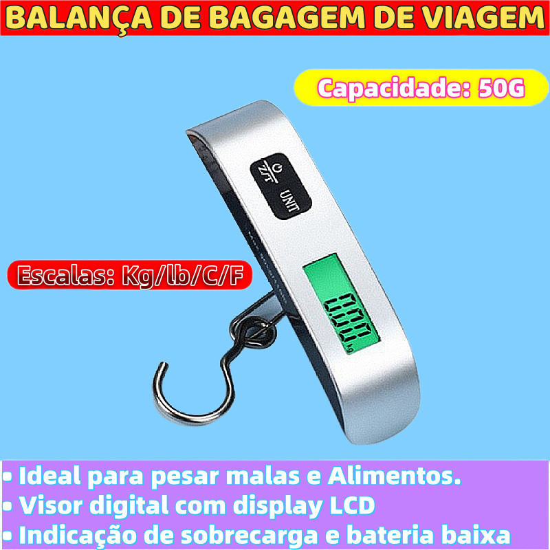 Balança Portátil para Viagem De Melhor Qualidade Útil e Prático Visor Digital com Display LCD