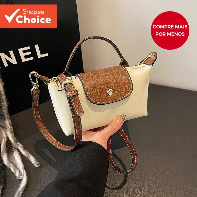 Bolsa de ombro feminina mini com zíper em nylon de alta qualidade e design adorável.