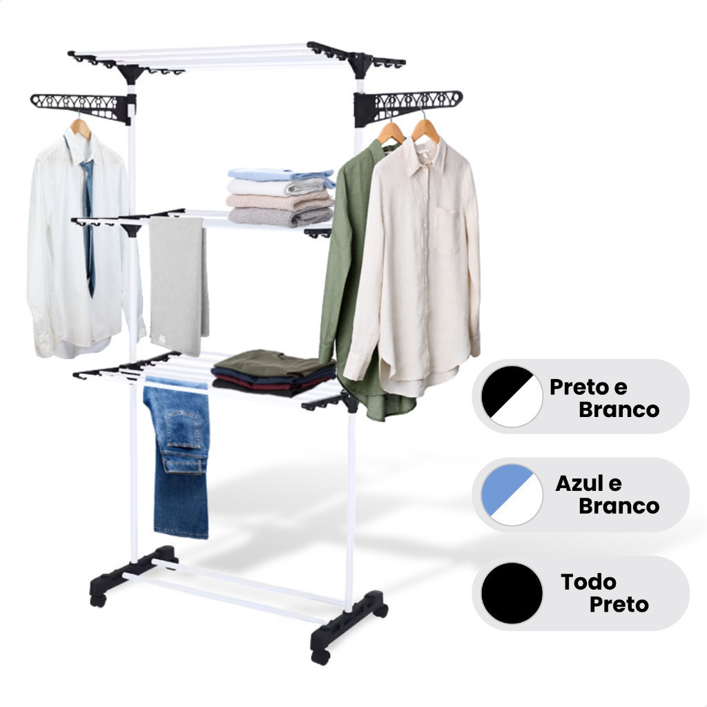 Varal De Chão Roupa Calcinha Grade 3 Andares Dobrável Portátil em Oferta na Shopee