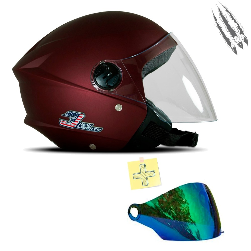 Capacete Aberto Para Moto New Liberty Three Com Viseira Camaleao Anti Risco Pro Tork Novo