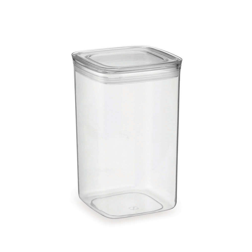 Pote Hermético Mantimentos Plástico Quadrado 2,3L Organização Cozinha Transparente Arthi