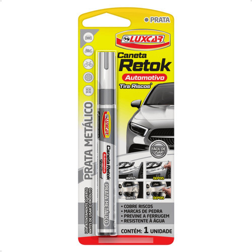 Caneta Pintura Reparadora Tira Riscos Carro Moto - Prata