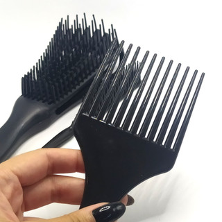 Kit Cuidados Cabelo Cacheado Crespo Escova Polvo Pentes 3 Fileiras Pente Garfo