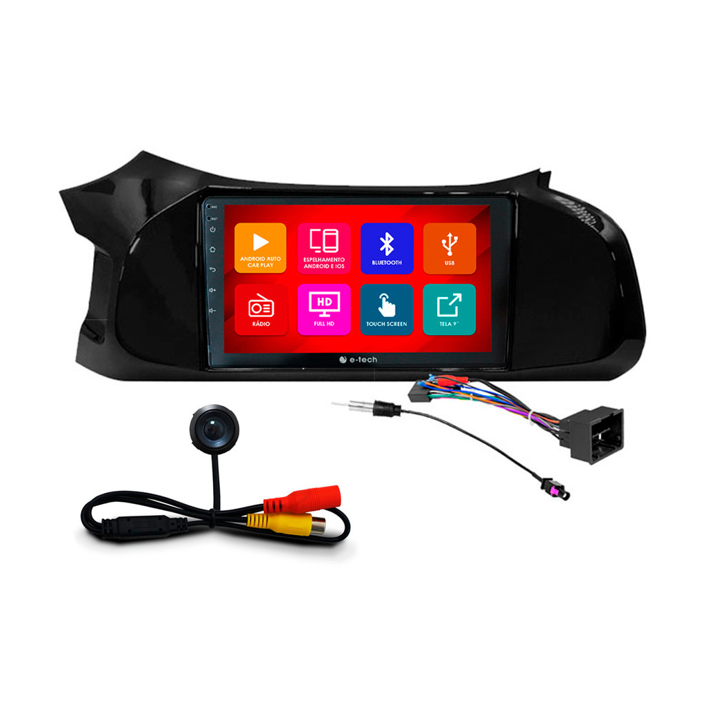 Kit Multimídia 9 Pol Onix 2012 2013 14 15 16 2017 2018 Android Auto CarPlay Qa+ 2 Din Espelhamento Android Ios Camera Ré em Oferta na Shopee