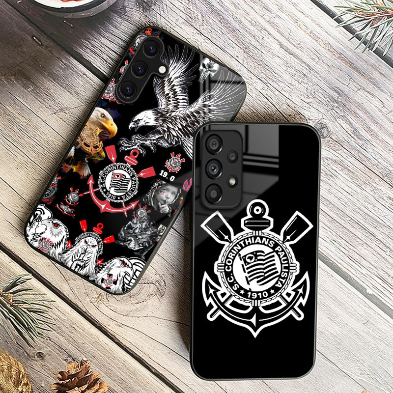 Corinthians FC 43 Capa De Telefone De Vidro Para Samsung Galaxy A14 A16 A30 A22 A32 A33 A34 A40 A42 A55 4G A52 A53 A54 A