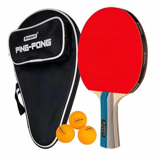 Kit Raquete profissional + 3 bolinha de Ping Pong Tênis de Mesa 3 estrelas + Capa da Raquete