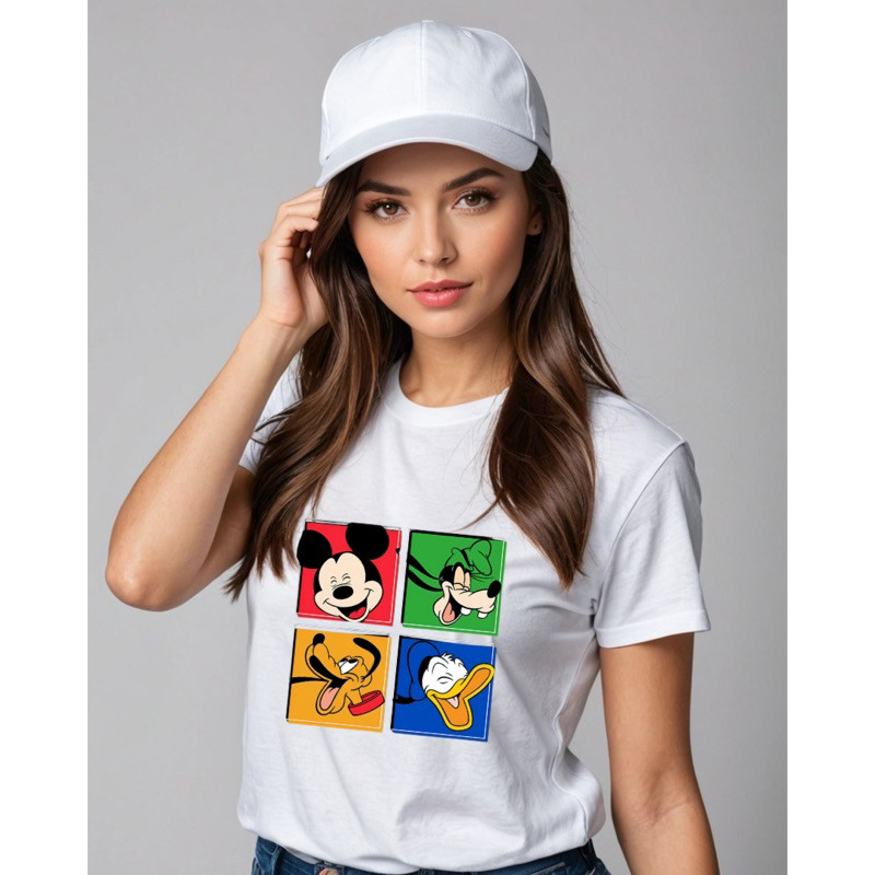 Camiseta Unissex Algodão T-shirt Mickey Pateta Pluto Pato Donald’s Amigos Turma - Infantil Adulto e Pkus Size