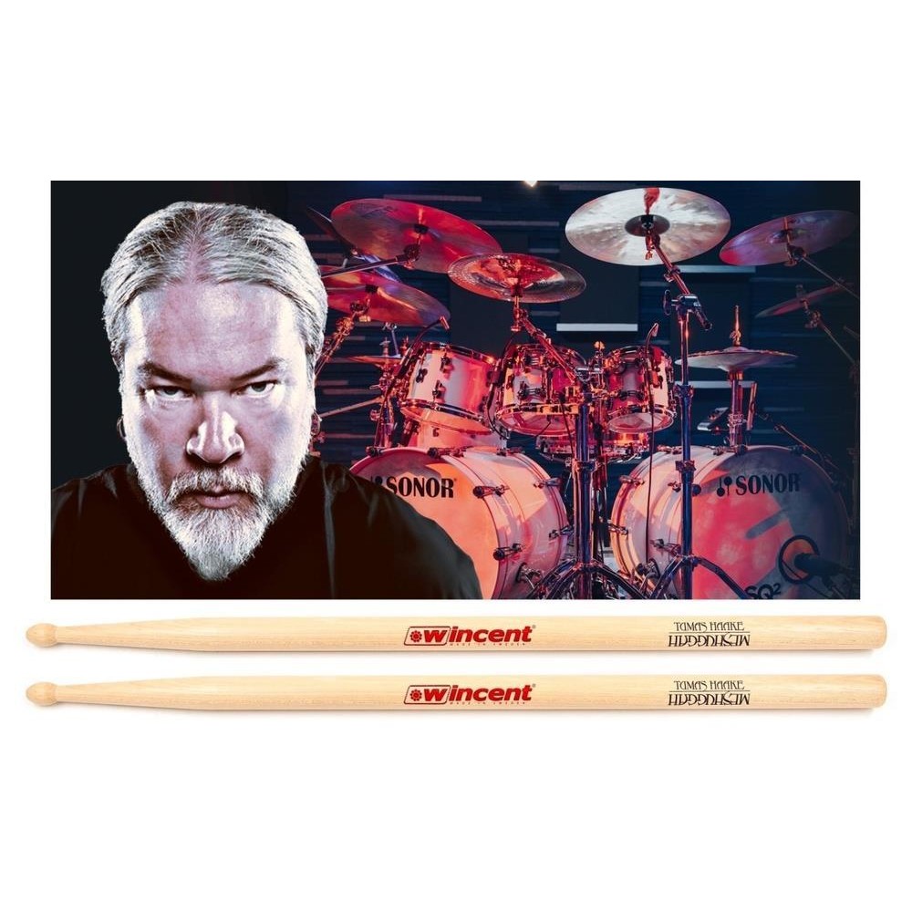 Baqueta Wincent Signature Tomas Haake (Meshuggah) Padrão 2B comprida Fabricada na Suécia com cera pr