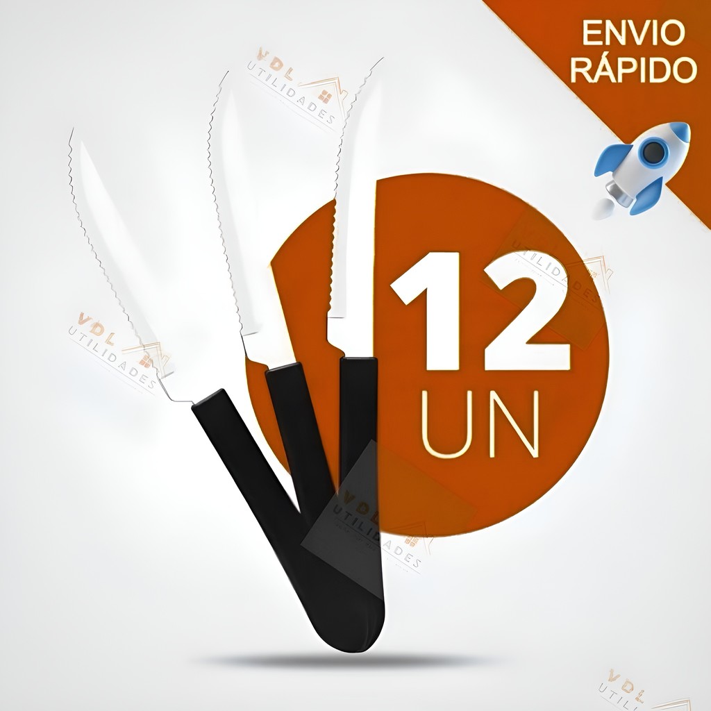 Jogo de Talheres 12 peças Aço Inox Facas Preto Para Casa Cozinha Hotel Fazenda Pousada em Oferta na Shopee