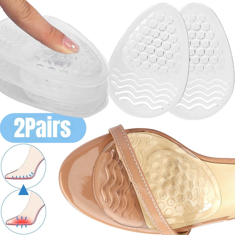 2 Pares Transparente Invisível Autoadesivo Salto Alto Antepé Almofadas Antiderrapantes Pés Alívio Da Dor GEL Palmilhas D