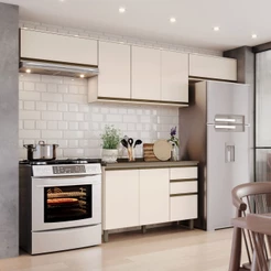 Cozinha Compacta Genius 8 Portas 2 Gavetas 100% Mdf Off White - Pnr Móveis