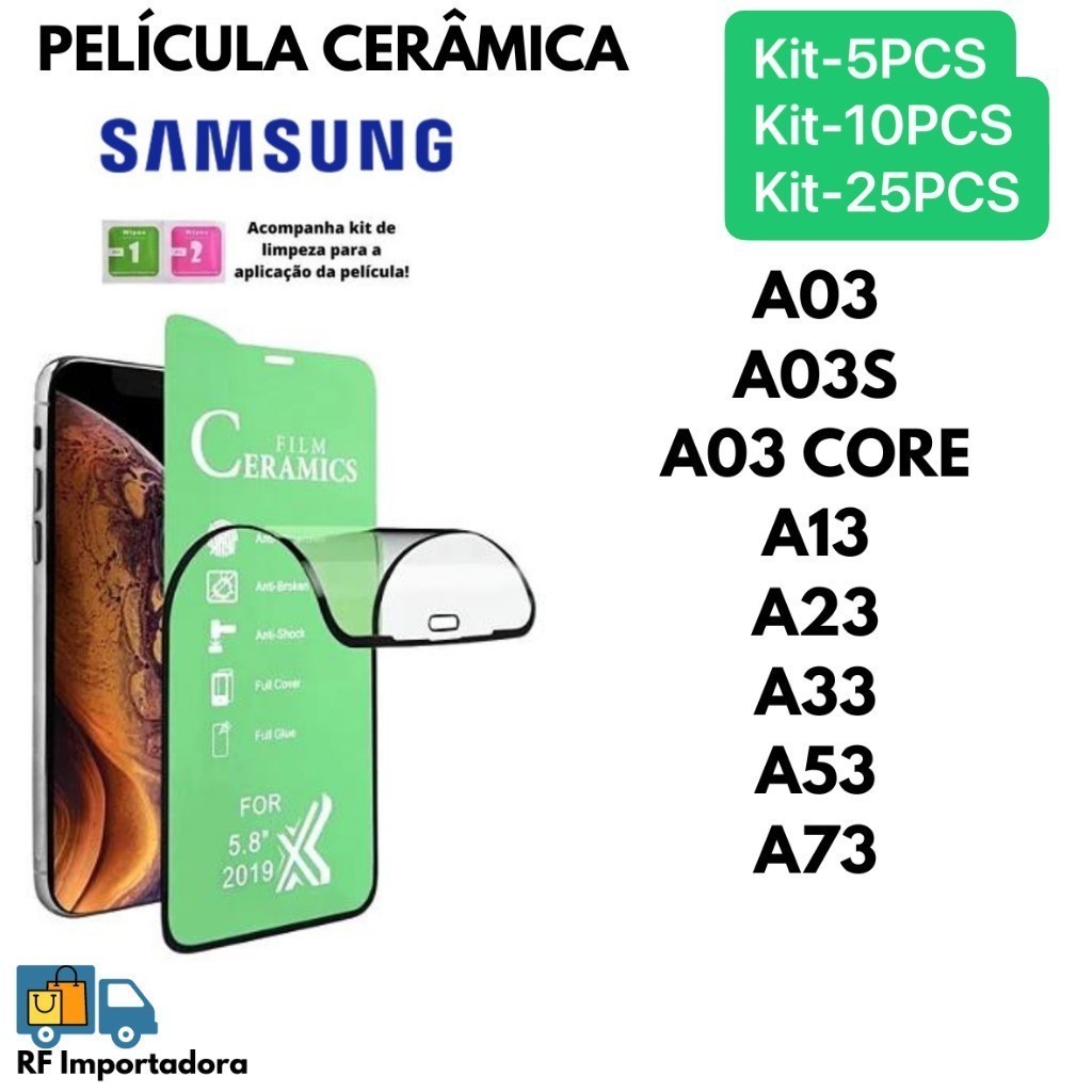 Kit com 5Pcs/10Pcs/25Pcs Película De Cerâmica Flexível 3D/9D Para Samsung A03 A03S A03 CORE A13 A23 A33 A53 A73