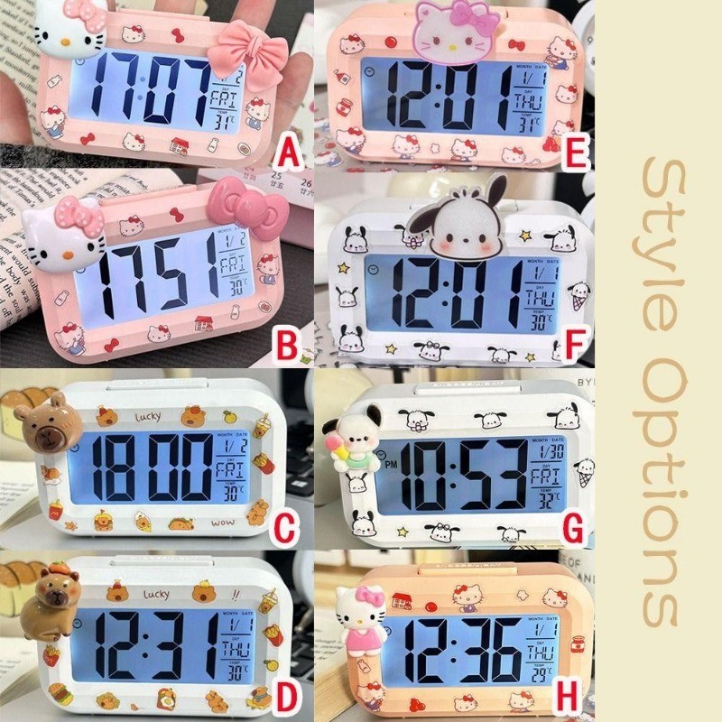 LED Relógio Digital Mini Capivara Kuromi Melodia Dos Desenhos Animados Despertadores Multi-Função Despertador Dormitório em Oferta na Shopee