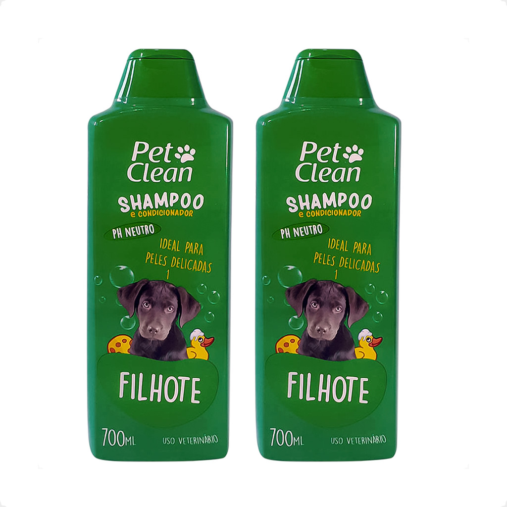 Kit 2 Shampoo e Condicionador Pet Clean Filhotes 2 em 1 - 700ml - Pets