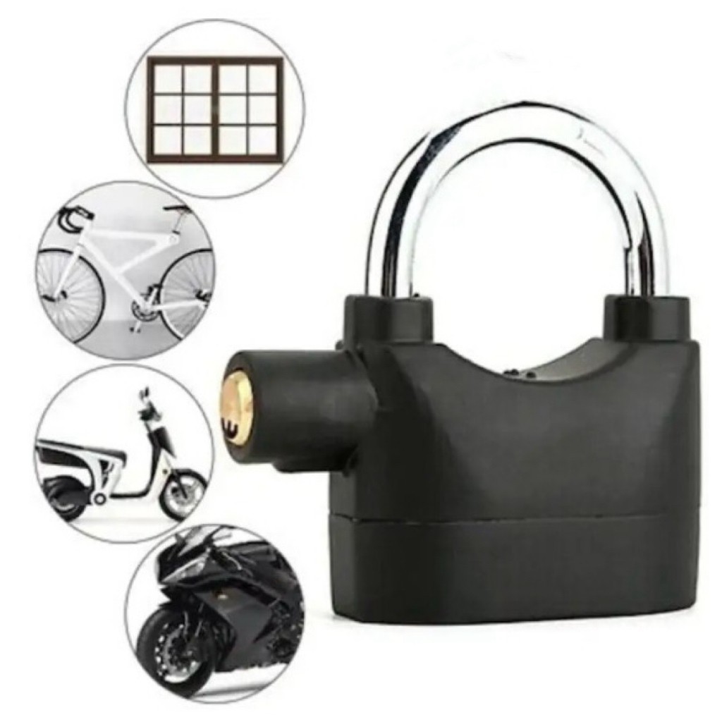 Imagem Cadeado Antifurto Com Alarme Sonoro Para Bicicleta Bike Motocicleta Mala