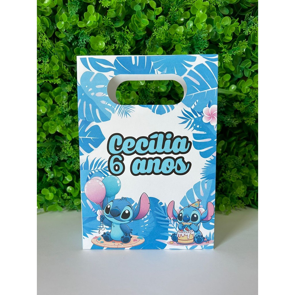 Kit Sacolinha Personalizada Lilo Stitch Angel Sacola Lembrancinha Festa Infantil Aniversário Papelaria Personalizada