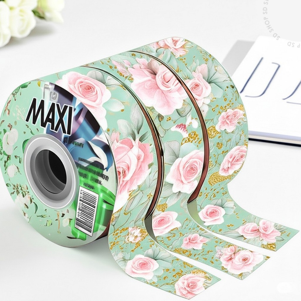 Fita Floral Amor Sem Fim Verde Cha Maxi Albano 32mmX100Metros Laço Presente Embalagem Decoração